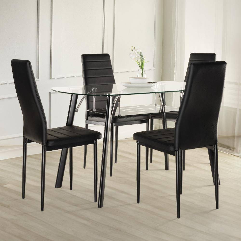 Rosemary 4 Seater Glass & Metal Dining Set