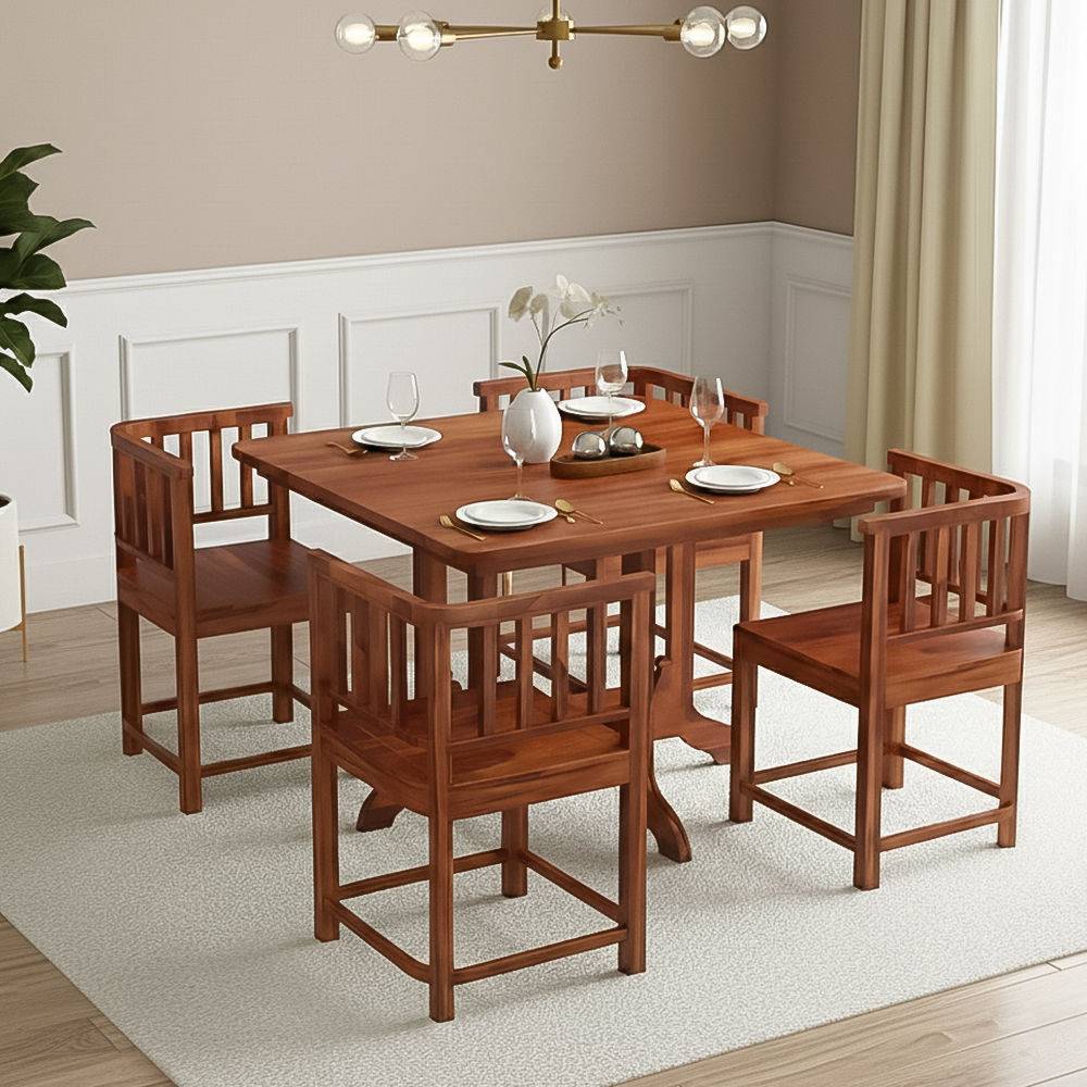 Velini Sheesham 4 Seater Square Dining Set