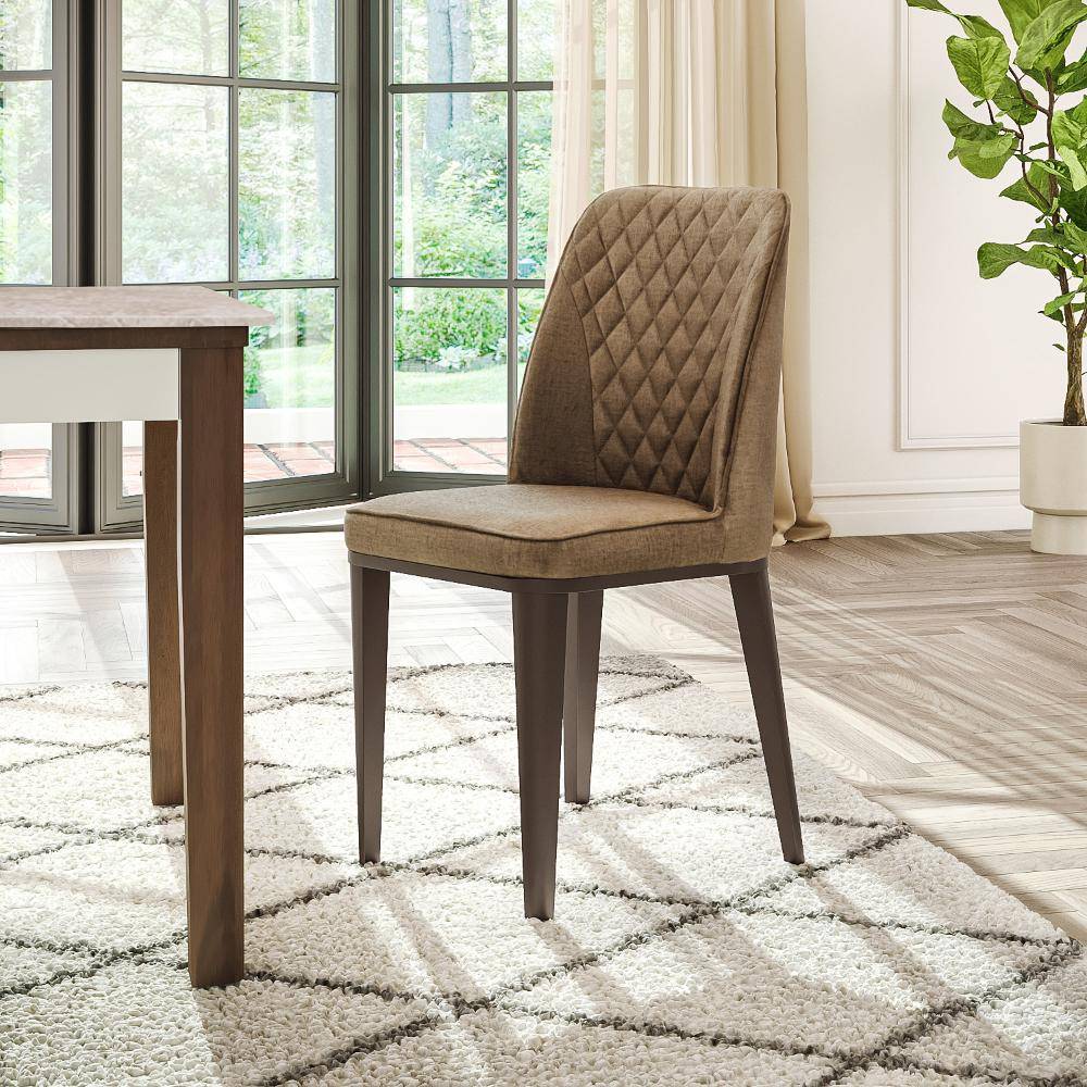 Venza Metal Dining Chair - Mocha Brown