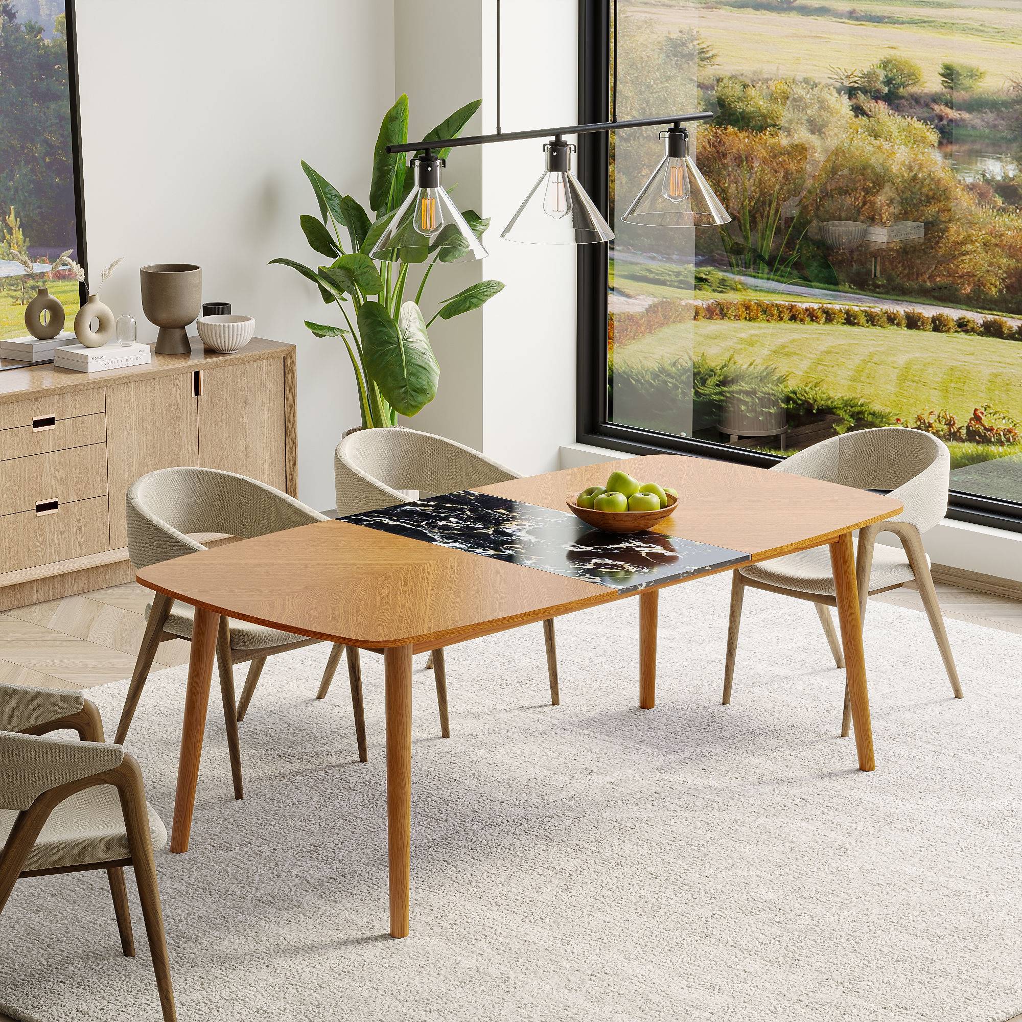 Zafran 8 seater Dining Table - With Marble finish top