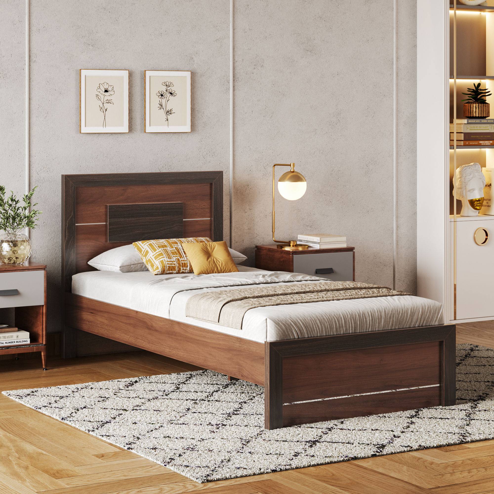 Nyra Single Engineered Wood Bed Without Storage (78x36 inch)