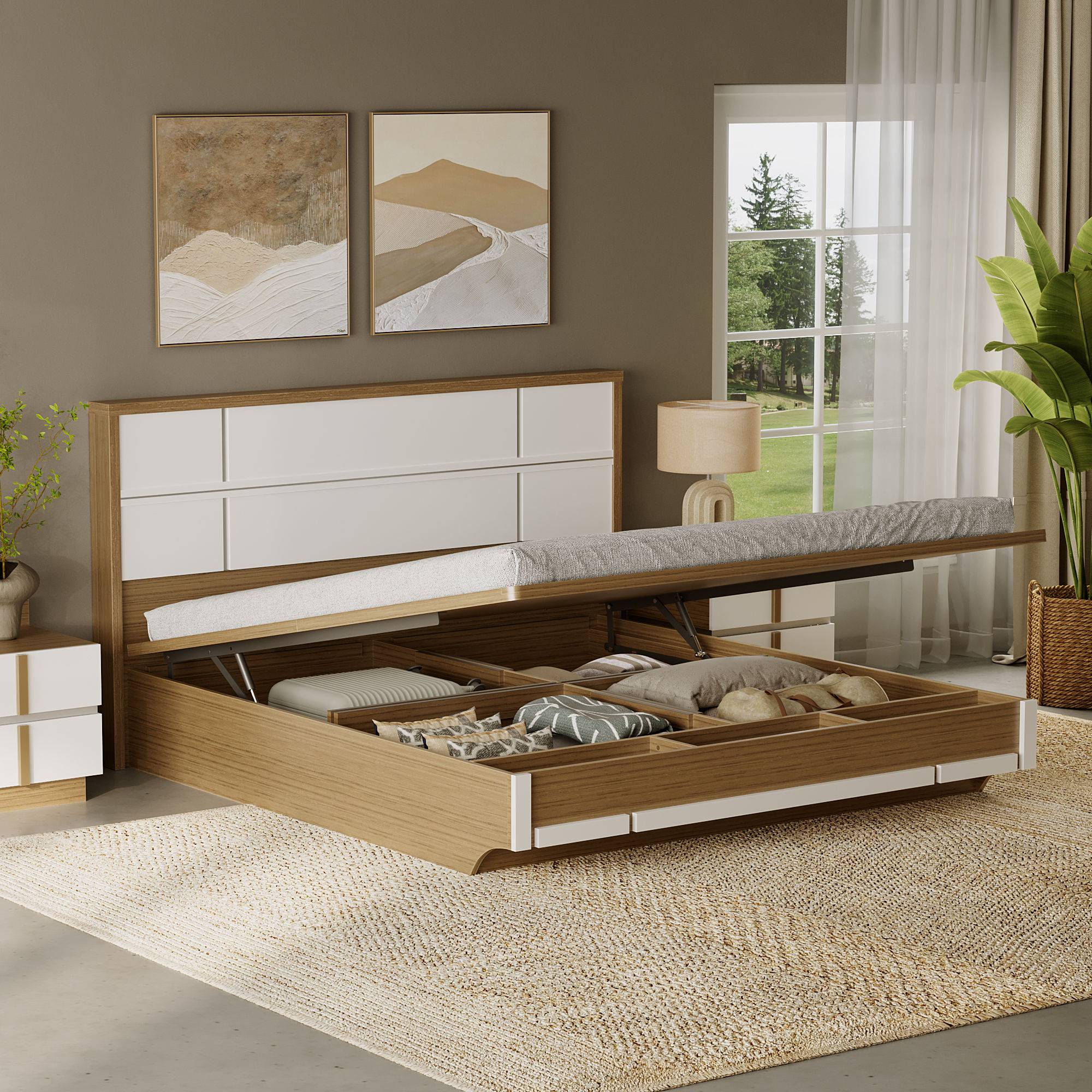 Arca Queen Engineered Wood Bed with Hydraulic Storage (78x60 inch)