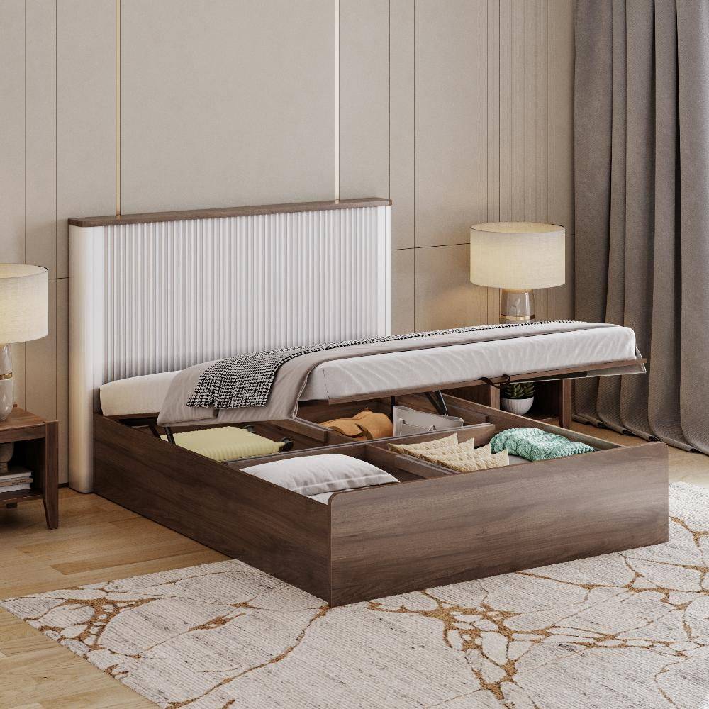 Nix Queen Size Storage Engineered Wood Bed with Hydraulic mechanism (78x60 inch)