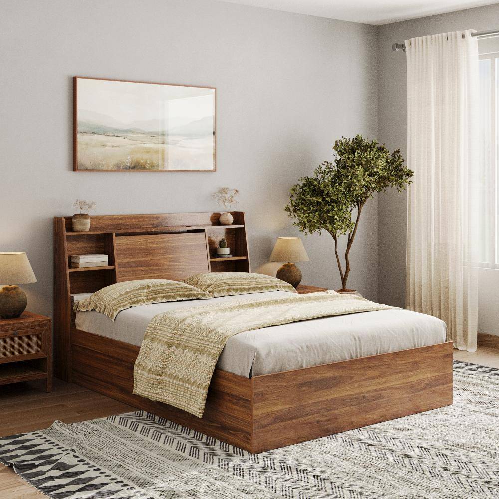 Venus Queen Storage Engineered Wood Bed with Hydraulic mechanism (78x60 inch)