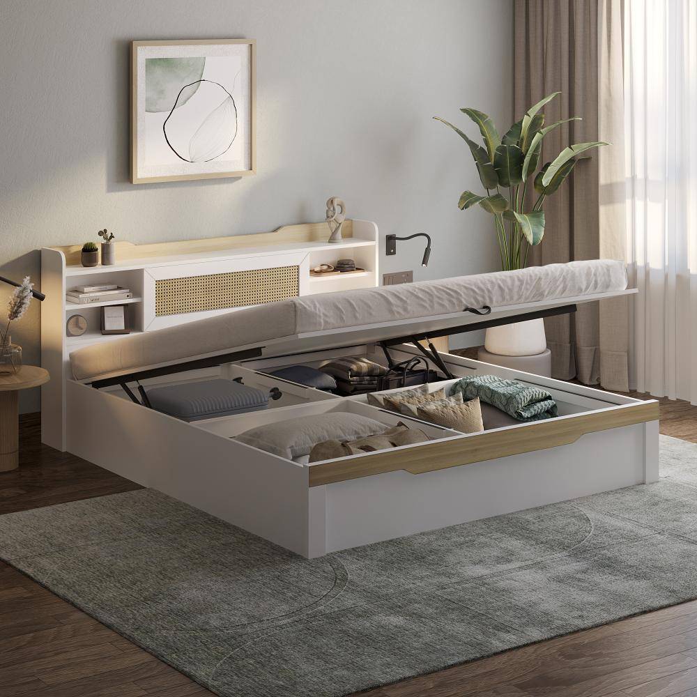 Halos King Storage Engineered Wood Bed with Hydraulic mechanism (78x72 inch)