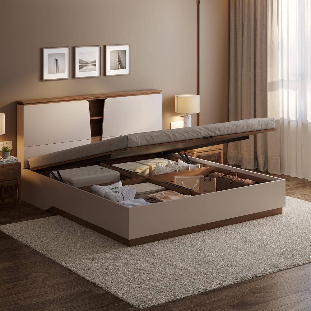 Kora King Storage Engineered Wood Bed with Hydraulic mechanism (78x72 inch)