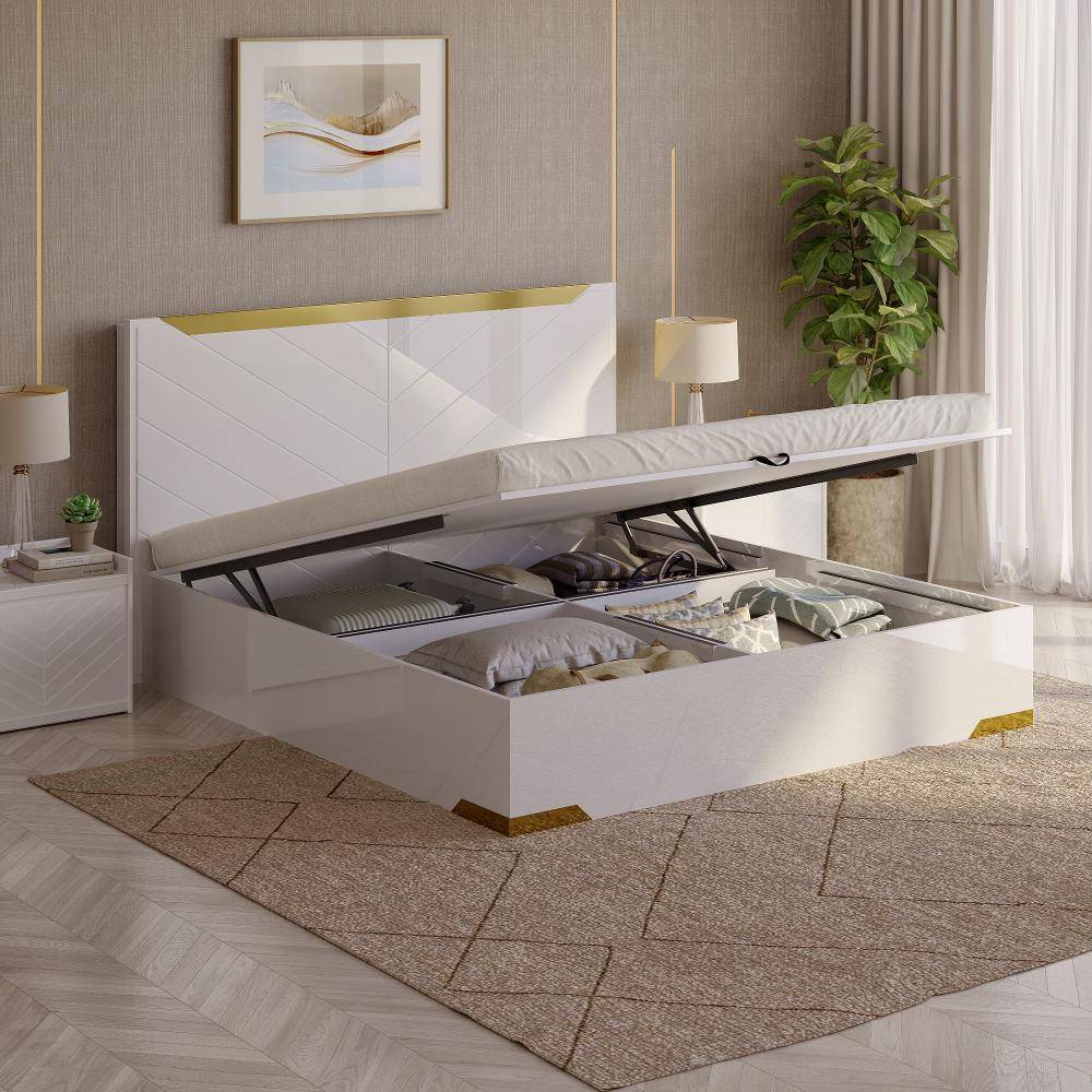 Lumen King Storage Engineered Wood Bed with Hydraulic mechanism (78x72 inch)