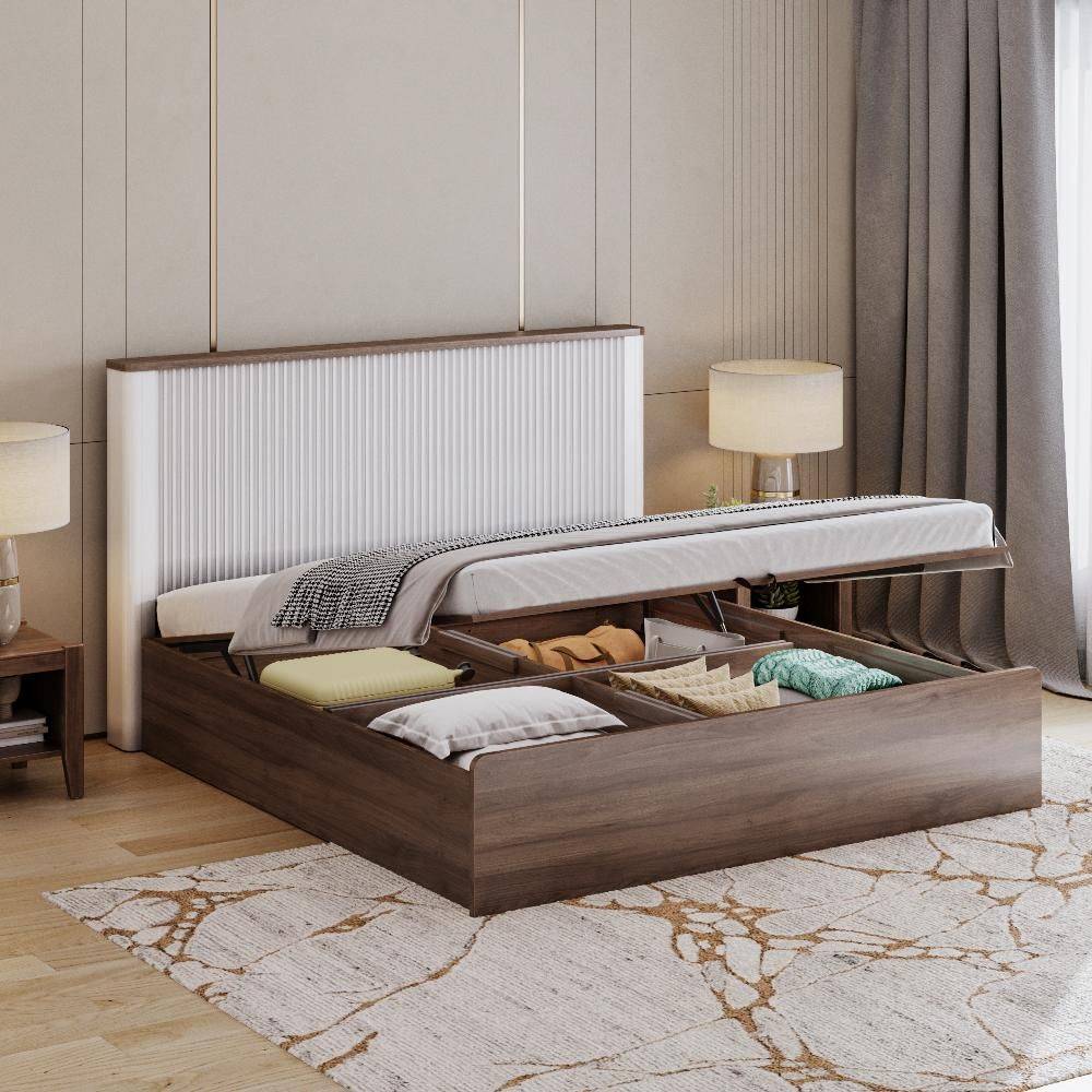 Nix King Size Storage Engineered Wood Bed with Hydraulic mechanism (78x72 inch)