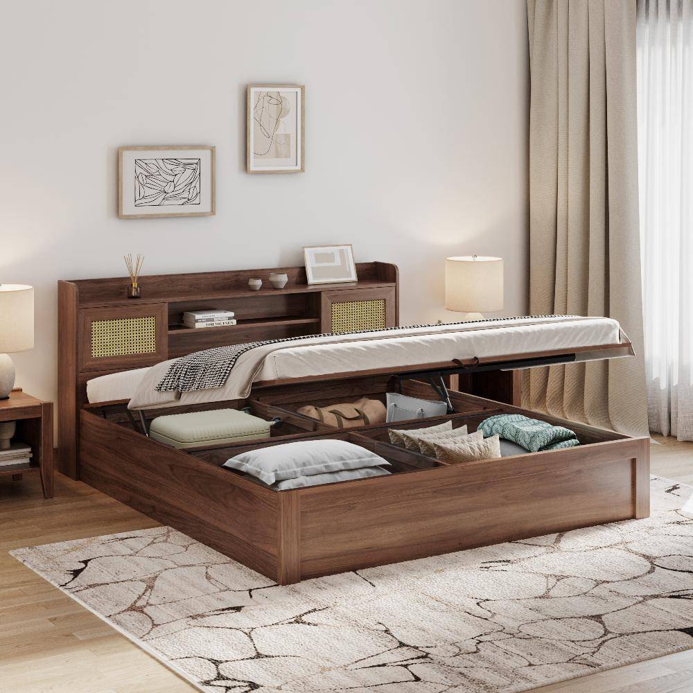 Tesser King Storage Engineered Wood Bed with Hydraulic mechanism (78x72 inch)