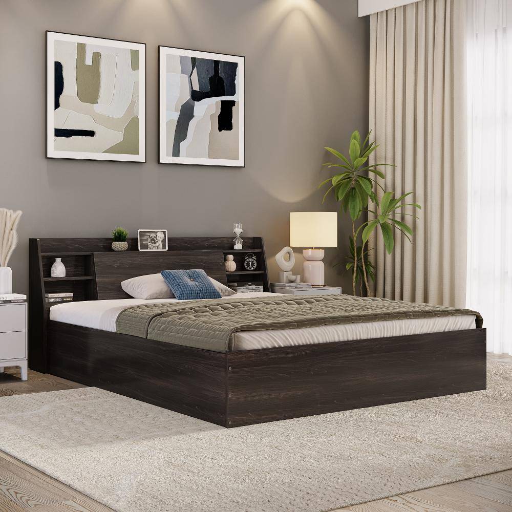 Leo King Storage Engineered Wood Bed - Wyoming maple (78x72 inch)