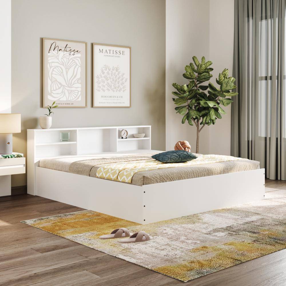 Petra Headboard Storage - King size - Frosty White (78x72 inch)