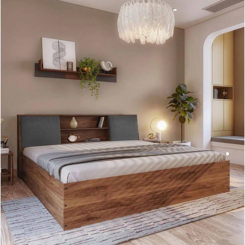 Orion Engineered Wood King Size Upholstered Bed with Storage, Omega Grey (78*72inch) / (1.98m*1.83m) (78x72 inch)