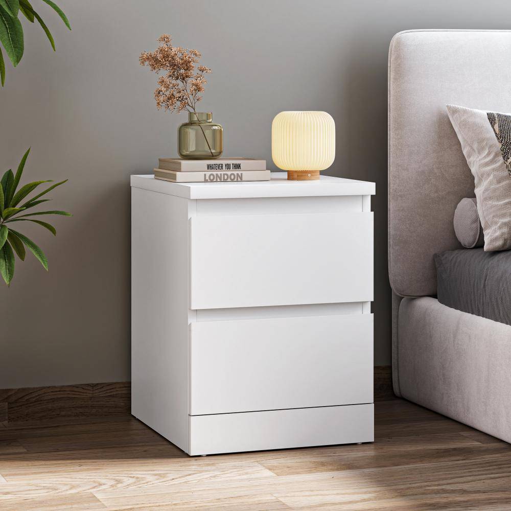 Centaur Bedside Table - 2 Drawers - Frosty White