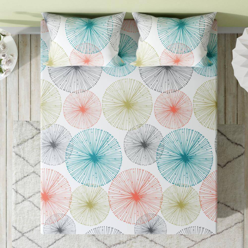 100% Cotton 200 TC Fitted Bedsheet With 2 Pillow Covers | Margaret King, 78" x 72", Margaret | 1.98m x 1.83m (78x72 inch)