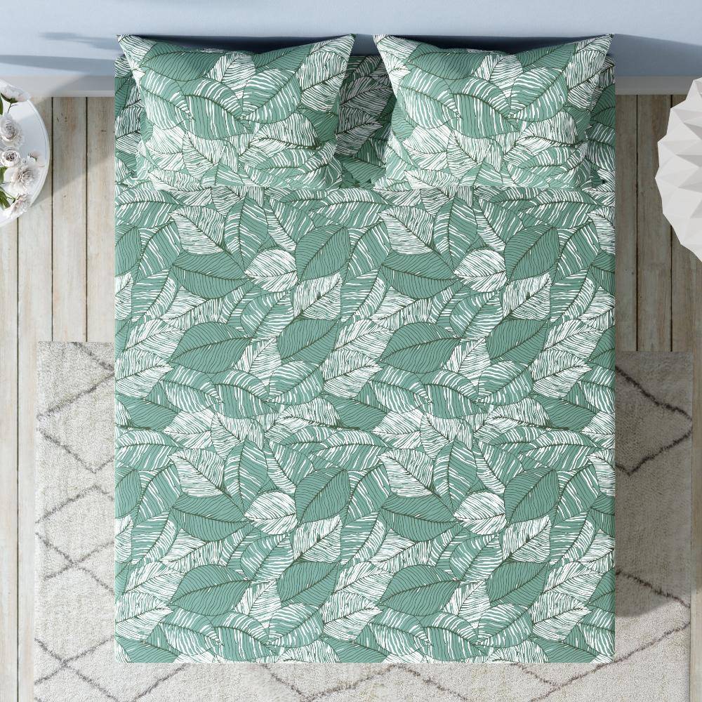 100% Cotton 220 TC Fitted Bedsheet With 2 Pillow Covers | Miller King, 78" x 72", Miller | 1.98m x 1.83m (78x72 inch)