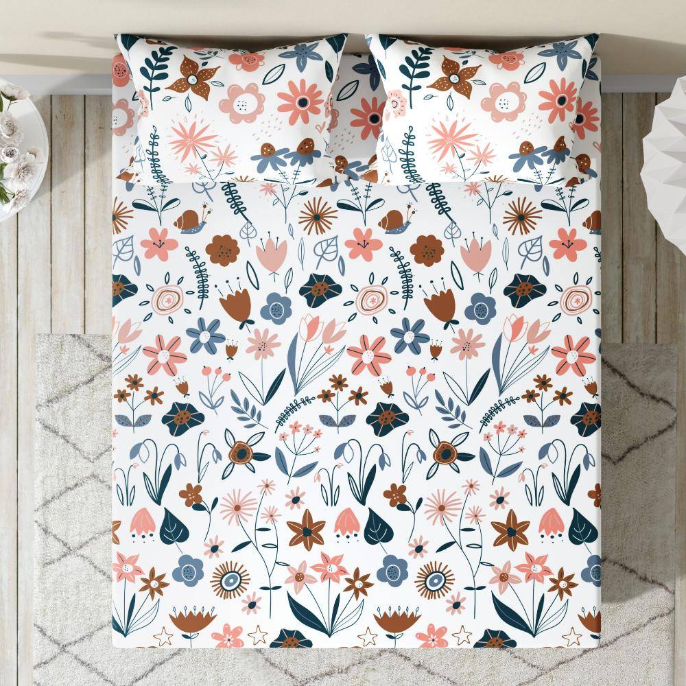 100% Cotton 220 TC Fitted Bedsheet With 2 Pillow Covers | Nancy King, 78" x 72", Nancy | 1.98m x 1.83m (78x72 inch)