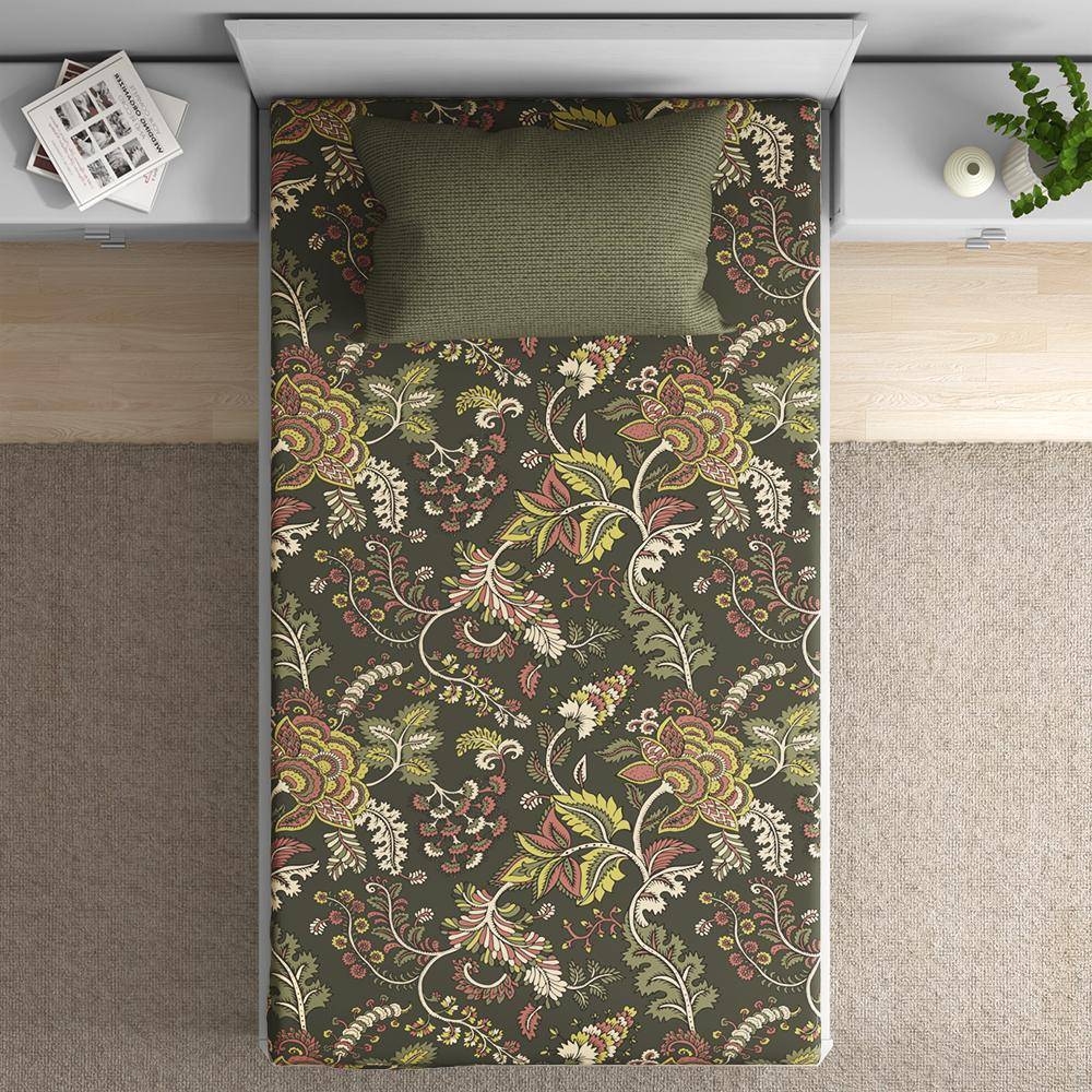200 TC Flat 100% Cotton Printed Bedsheet, Chintz Single Size (90x60 inches) / (2.29m*1.52m) with 1 Pillow Cover Chintz, Single (90x60 inch)