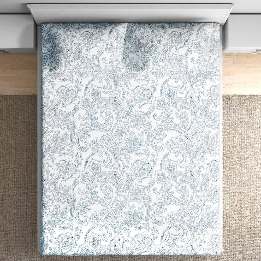 100% Cotton 200 TC Flat Printed Bedsheet, Paisley King Size (104x104 Inches) / (2.64m*2.64m) with 2 pillow covers Paisley, King (104x104 inch)