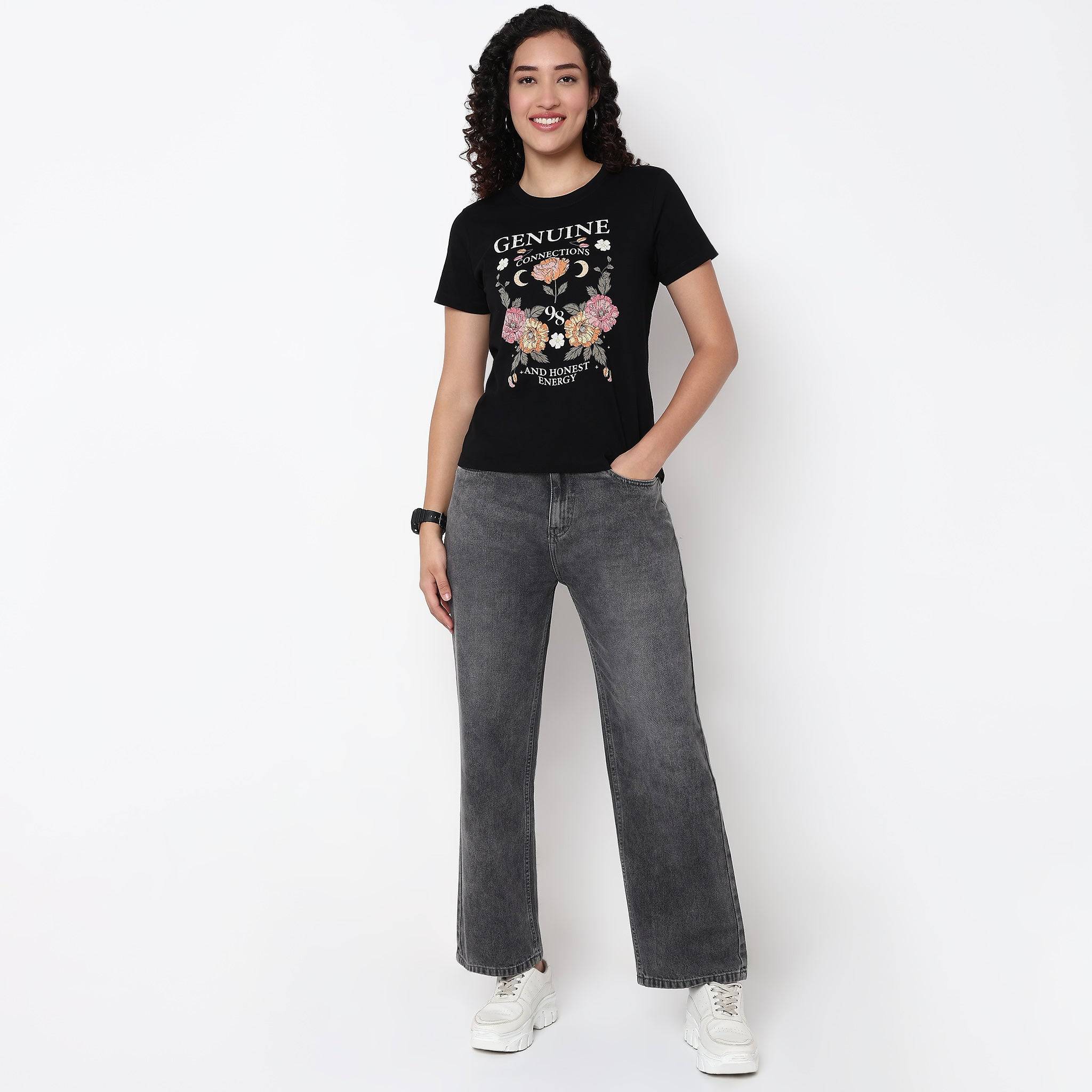 Knitted Cotton Graphic T-Shirt