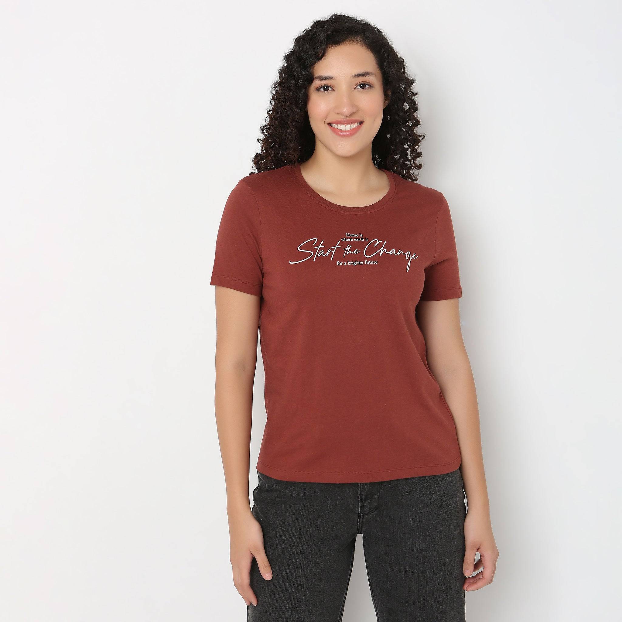 Printed Cotton Crew Neck T-Shirt