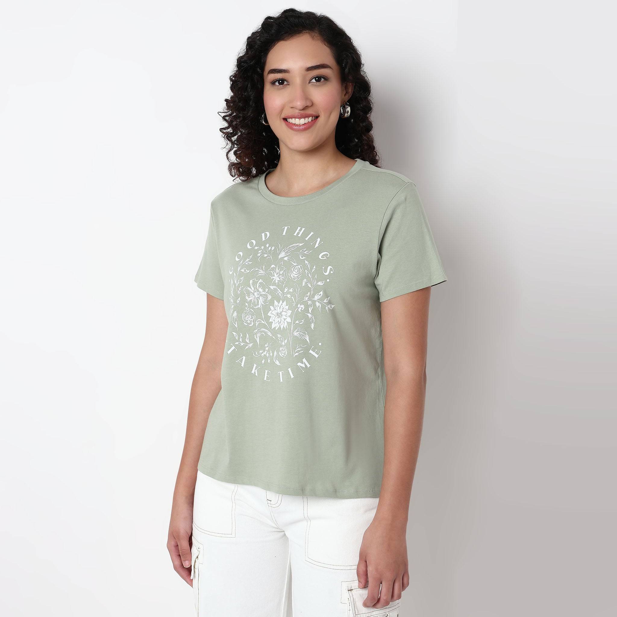 Knitted Cotton Graphic T-Shirt