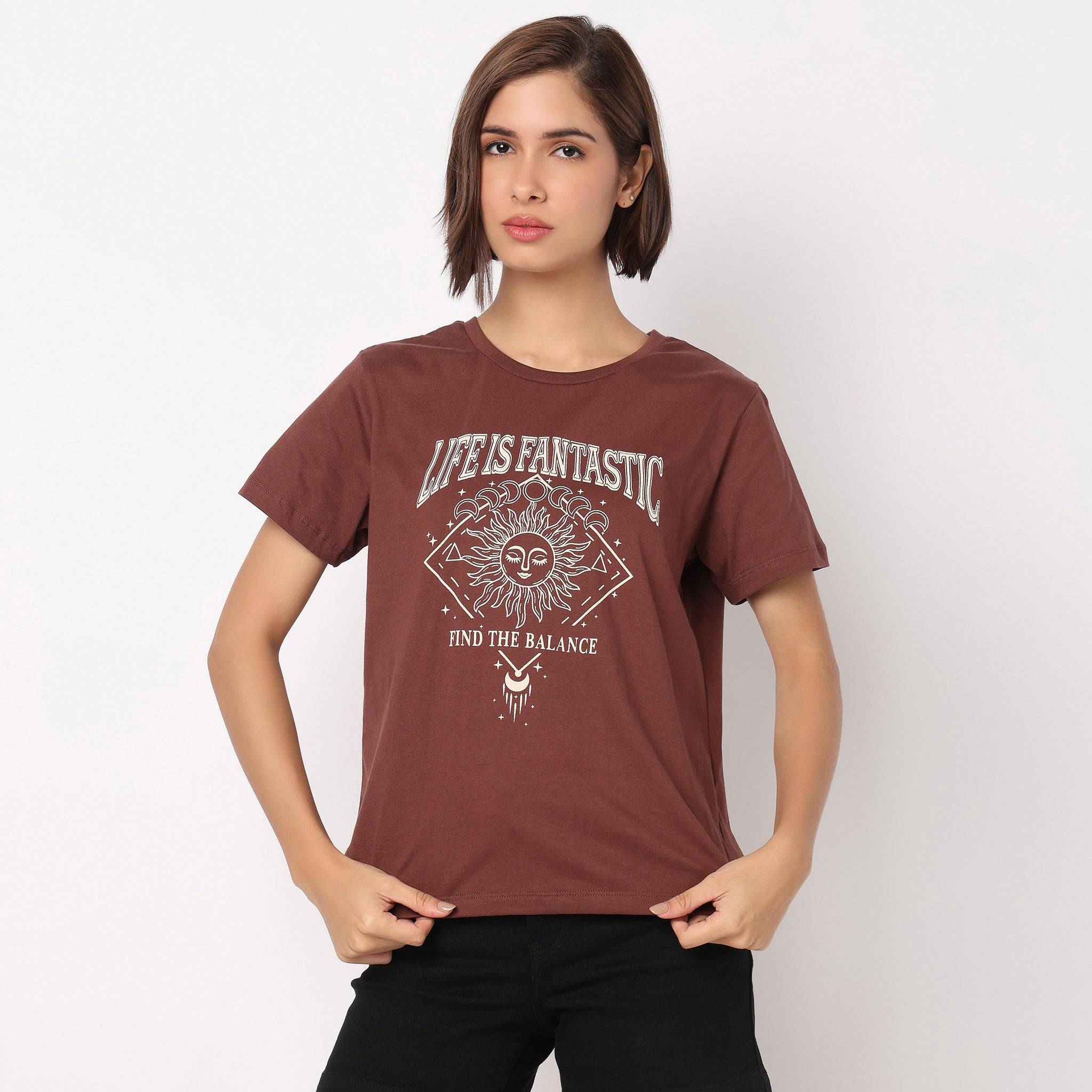 Cotton Crew Neck Graphic T-Shirt