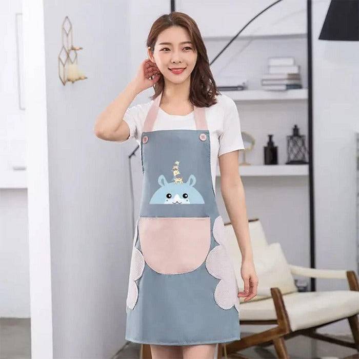 Cute Cartoon Print Kitchen Apron with Front Pocket – Waterproof Cooking Apron (Pack of 1) Buy @ ₹129
