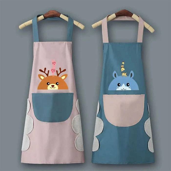 Cute Cartoon Print Kitchen Apron with Front Pocket – Waterproof Cooking Apron (Pack of 1) Buy @ ₹129