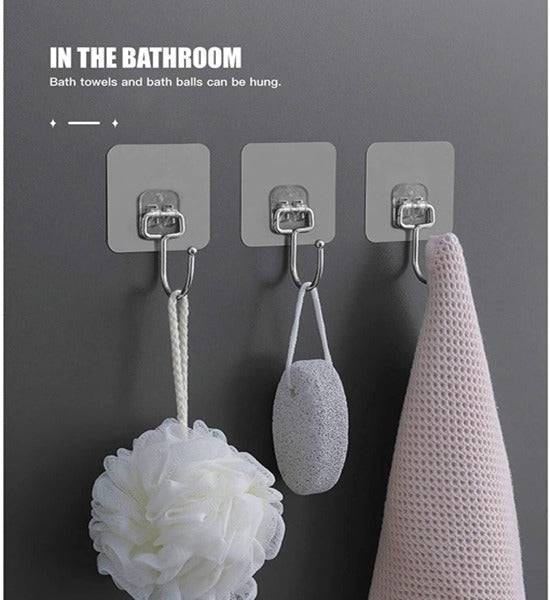 Heavy-Duty Metal Sticker Hooks – Self-Adhesive Wall Hooks for Bathroom, Kitchen & Home (Pack of 10) Buy @ ₹129