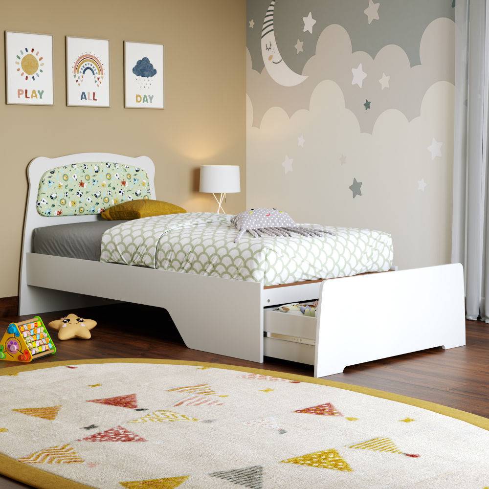Marge Kids Bed with Storage | (72x36 inch) | Engineered Wood Kids Single Bed with Underbed Storage (72x36 inch)