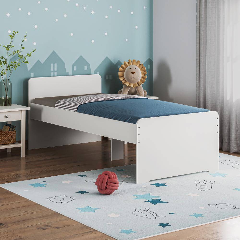 Hush Kids Bed | (78x36 inch) | (Frosty White) | Modern Engineered Wood Single Bed for Kids (78x36 inch)