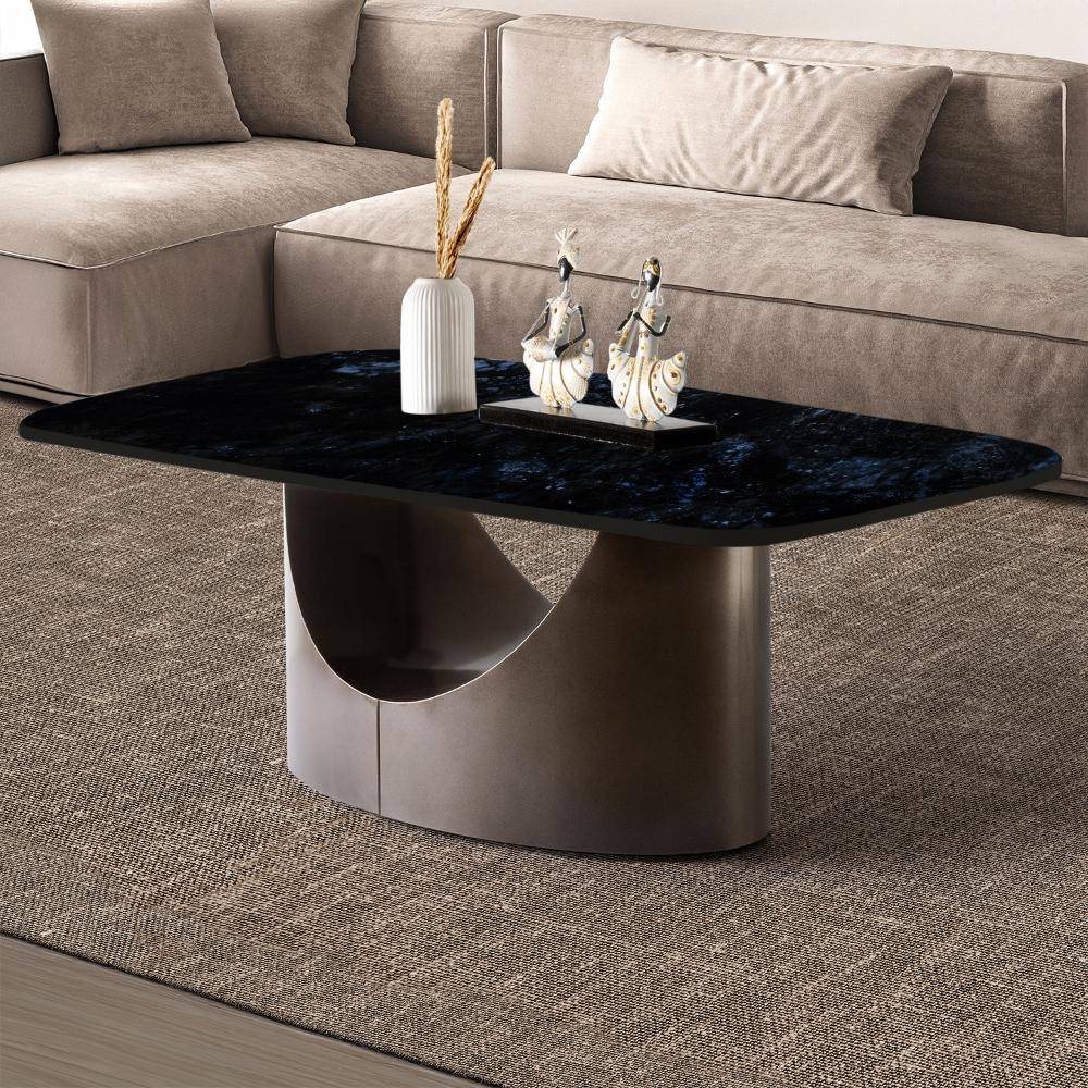 Colombian Coffee Table I Marble Finish I Vitrified Tile Top I Volga Blue