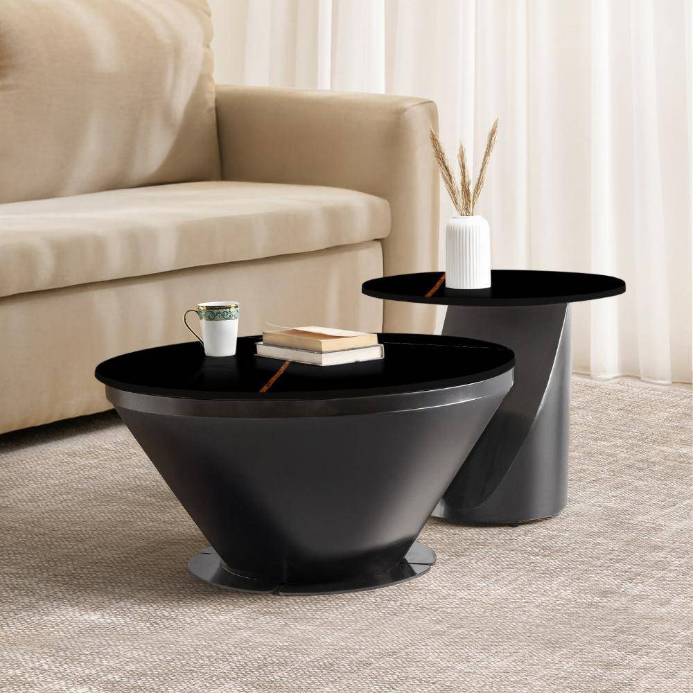 Espresso Coffee Table I Marble Finish I Vitrified Tile Top I St Laurent