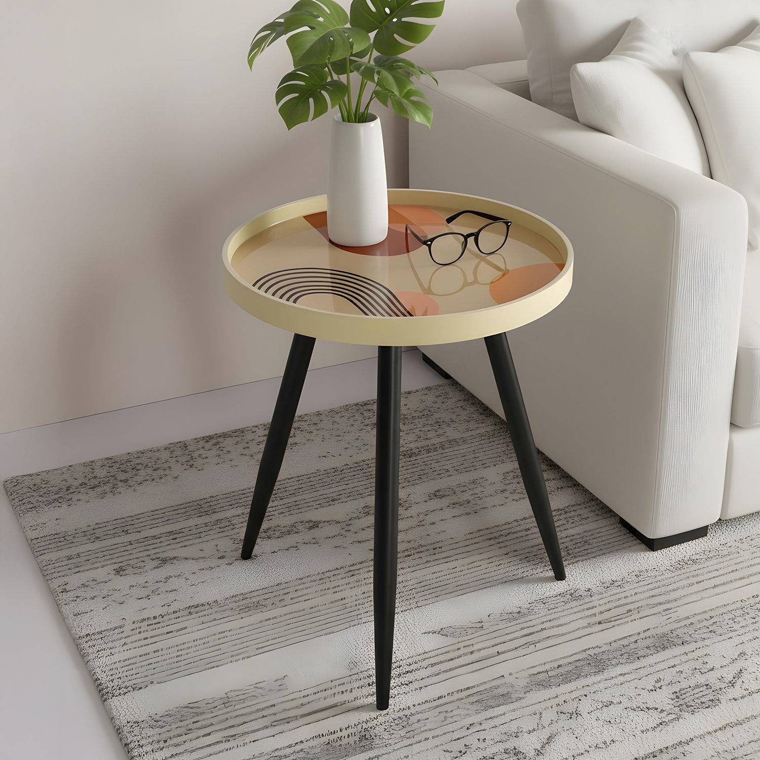 Callisto Side Table With Resin Printed Top