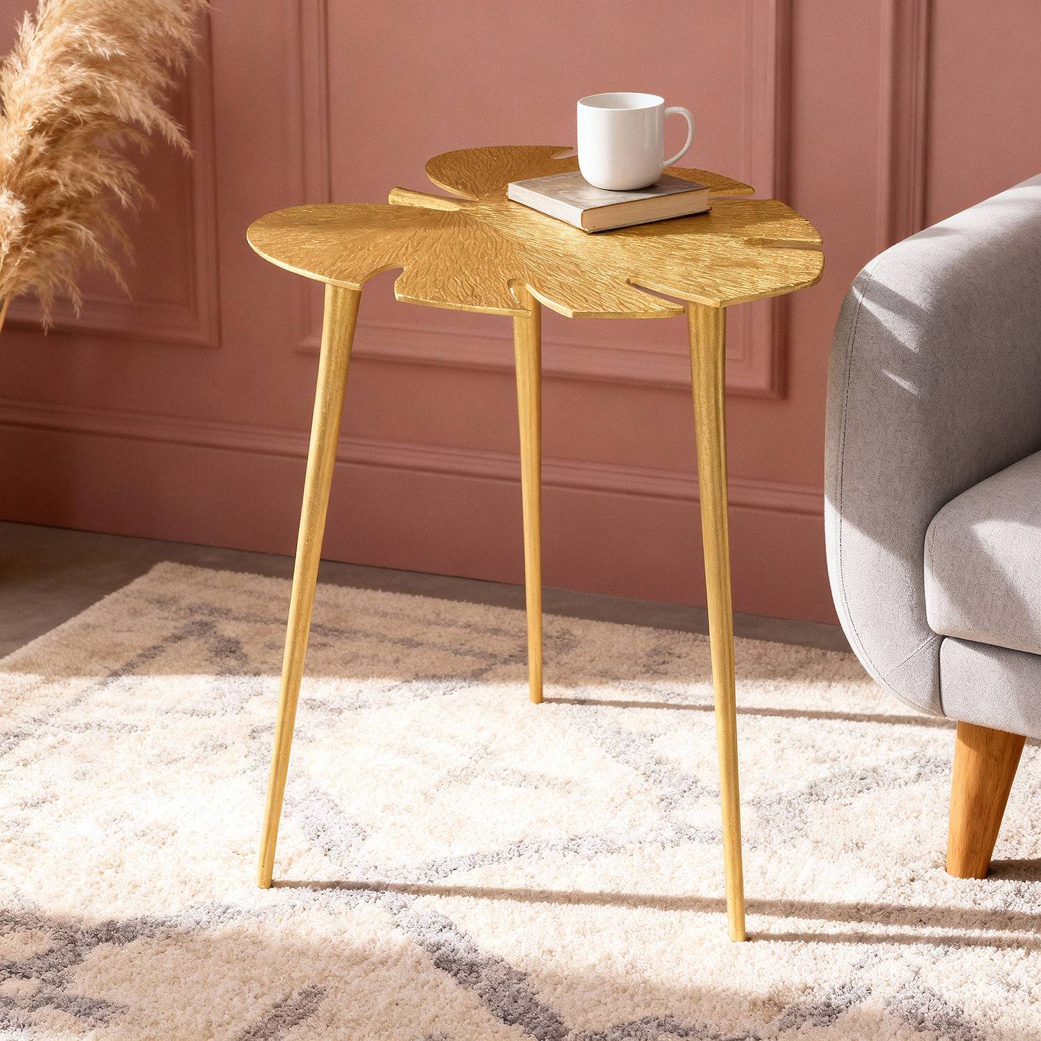 Pallas Gold Aluminium Leaf End Table