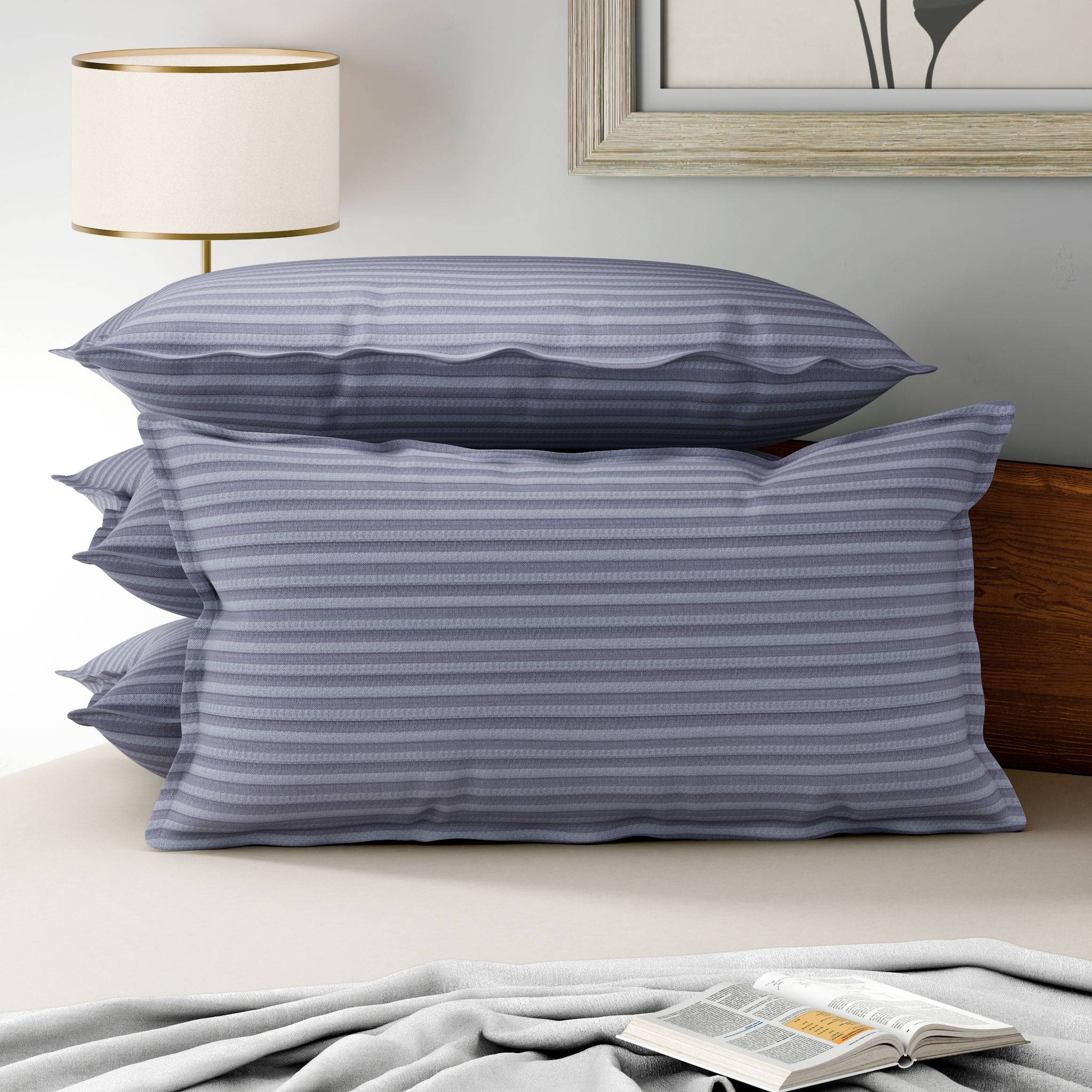 100% Cotton Pillow Cover | King Size 36x19 Inch | Set Of 4 | 160 TC | Blue Granite