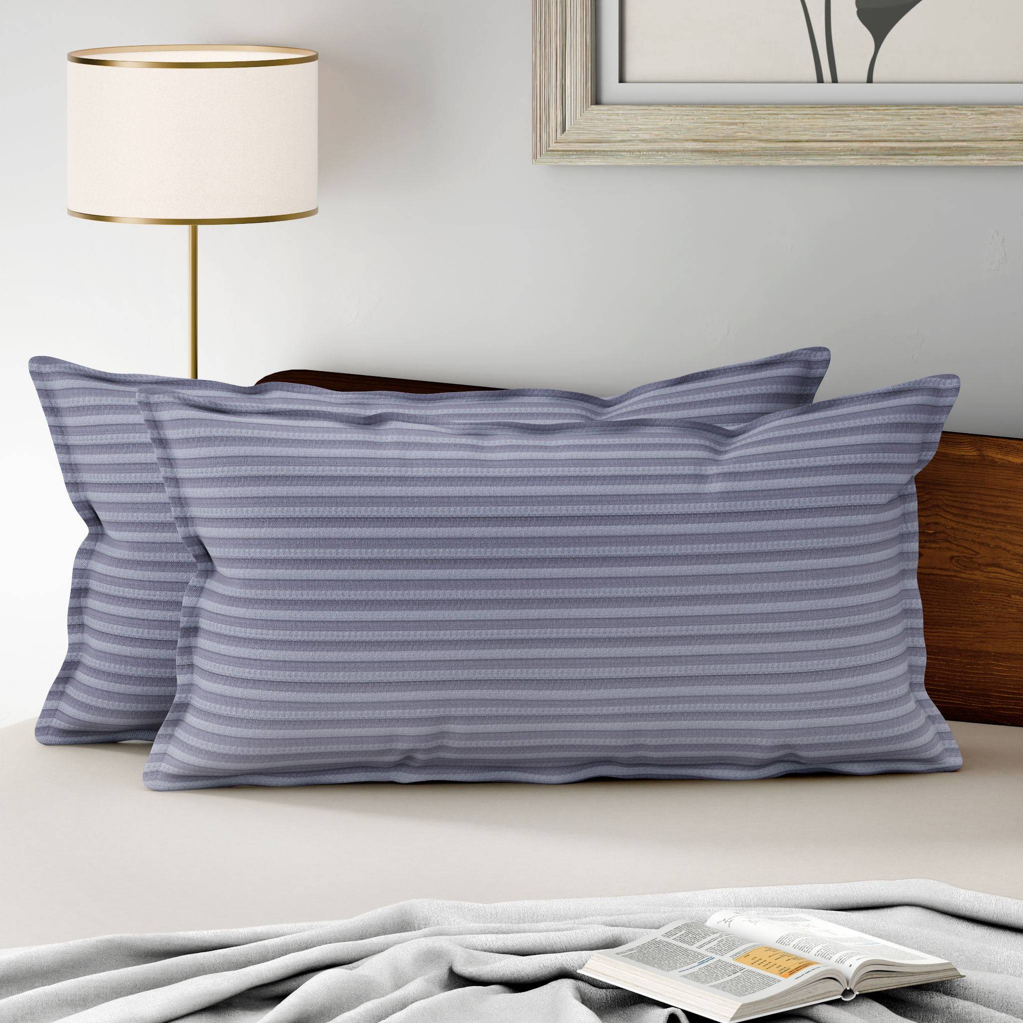 100% Cotton Pillow Cover | King Size 36x19 Inch | Set Of 2 | 160 TC | Blue Granite