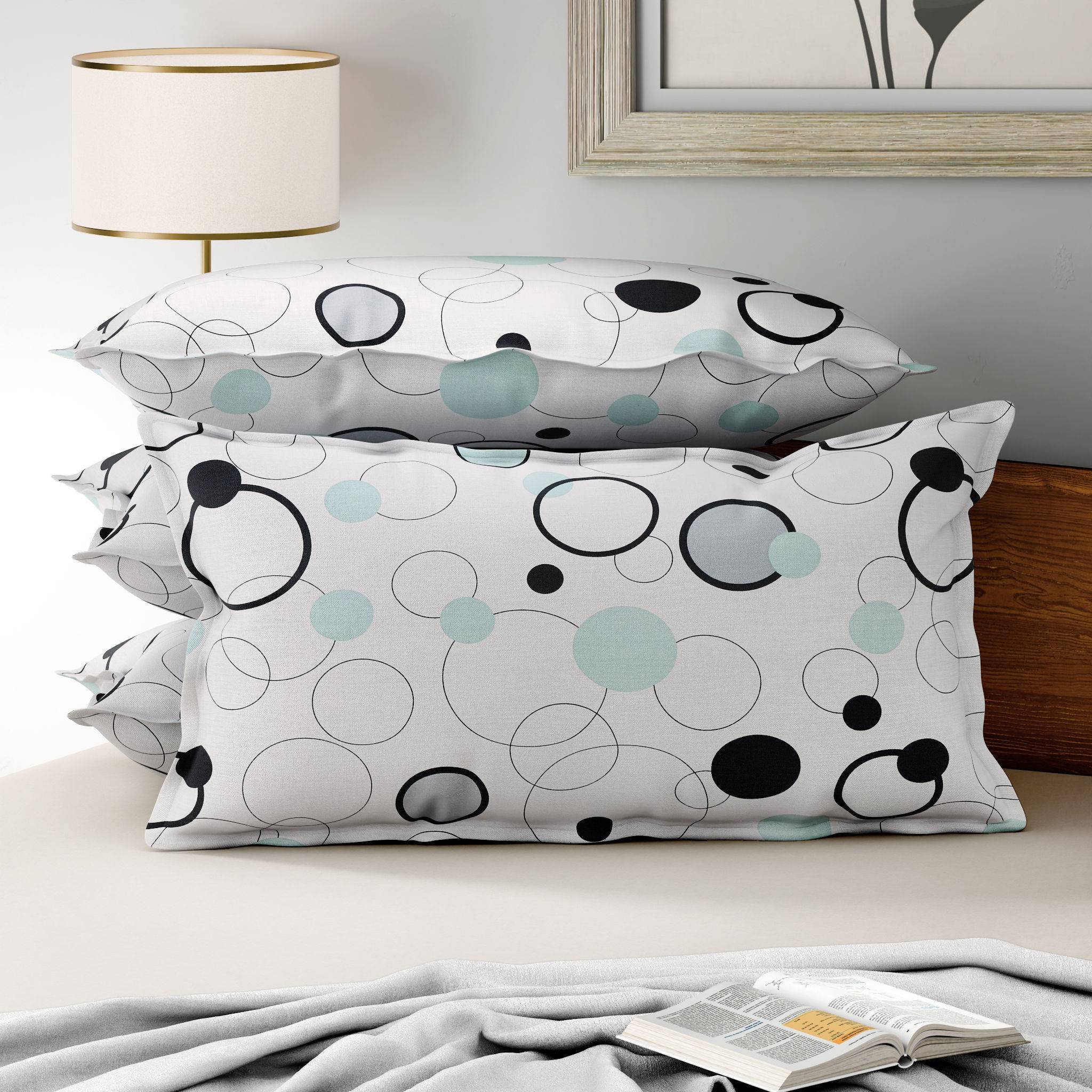 100% Cotton Pillow Cover | King Size 36x19 Inch | Set Of 4 | 160 TC | Bubbles