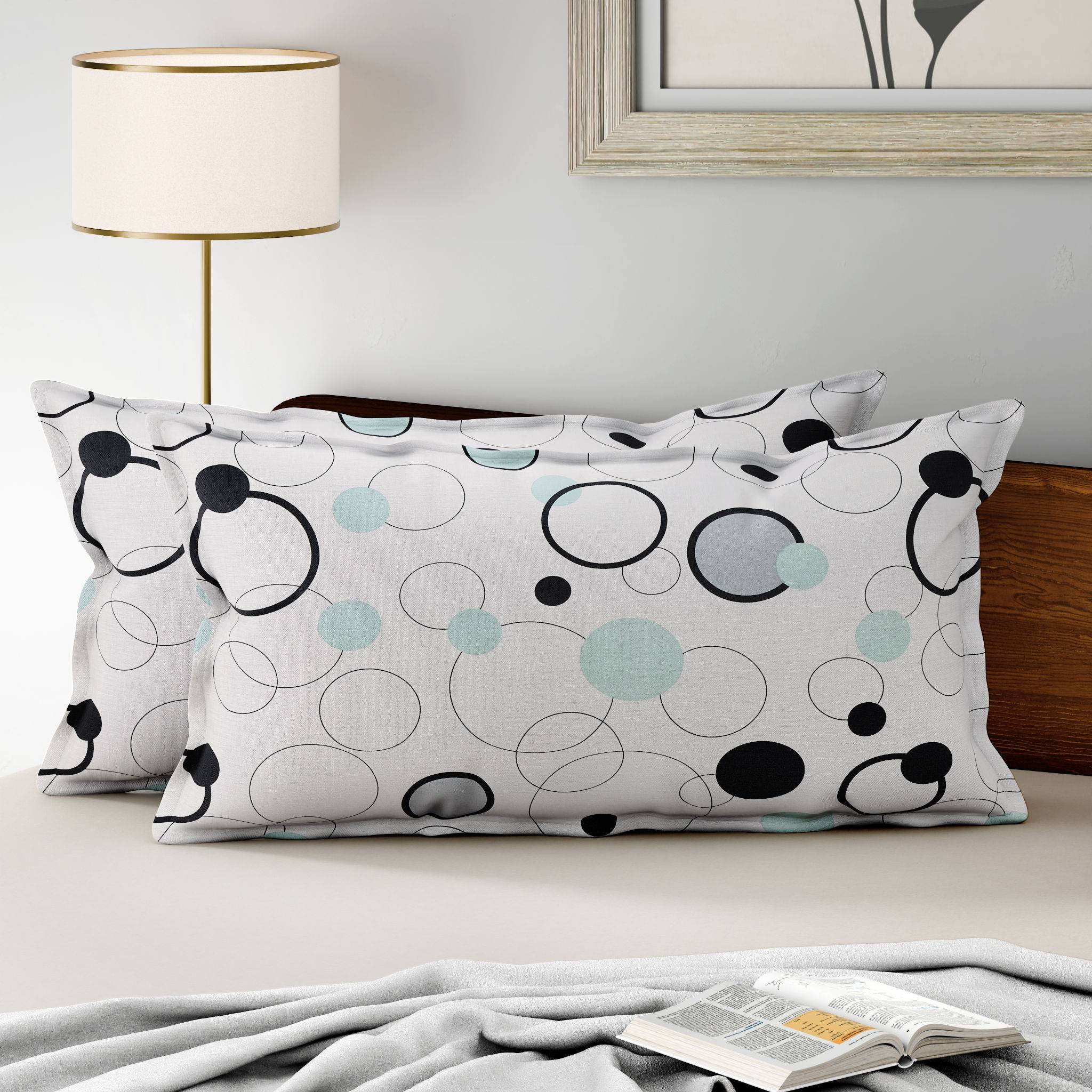 100% Cotton Pillow Cover | King Size 36x19 Inch | Set Of 2 | 160 TC | Bubbles