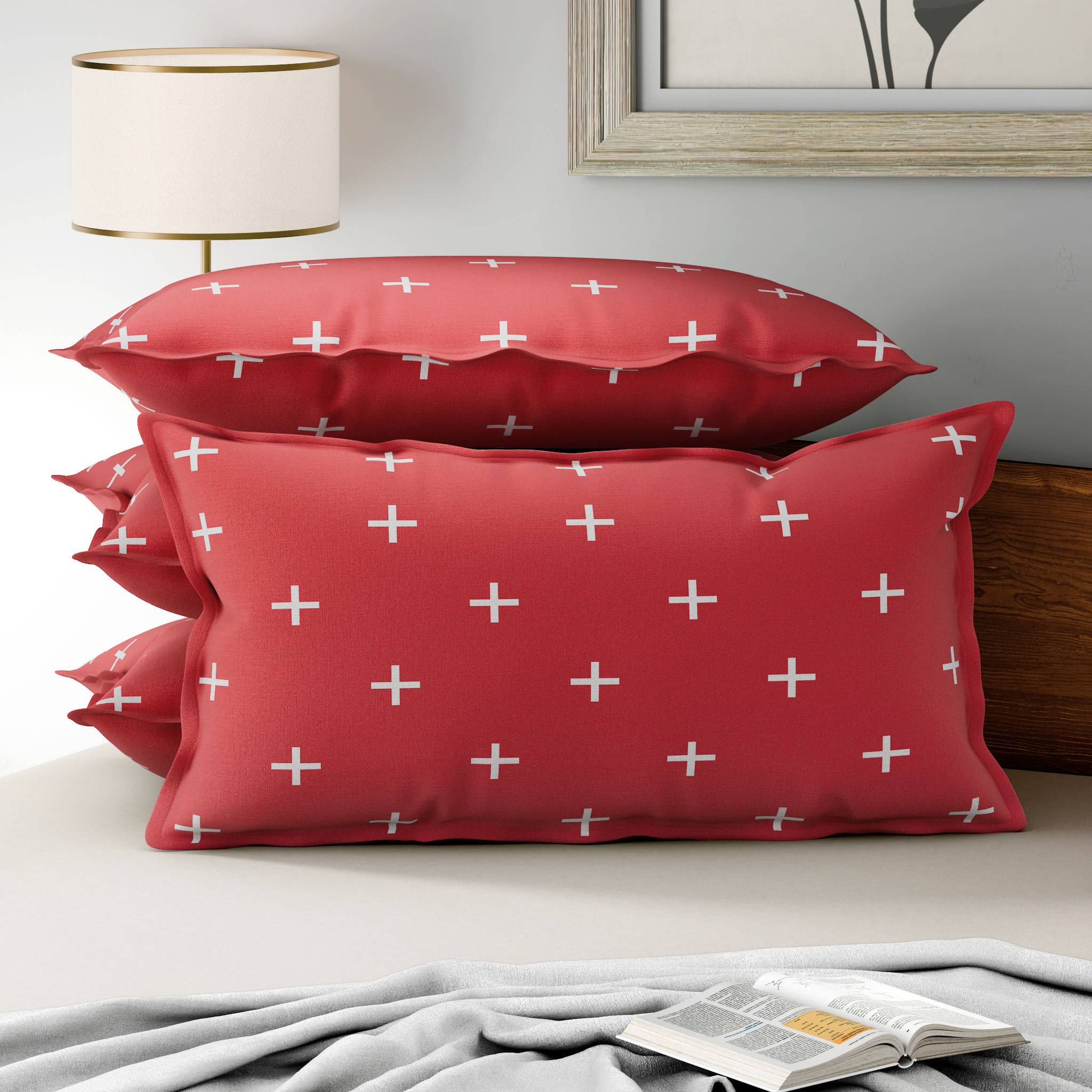 100% Cotton Pillow Cover | King Size 36x19 Inch | Set Of 4 | 160 TC | Color Play