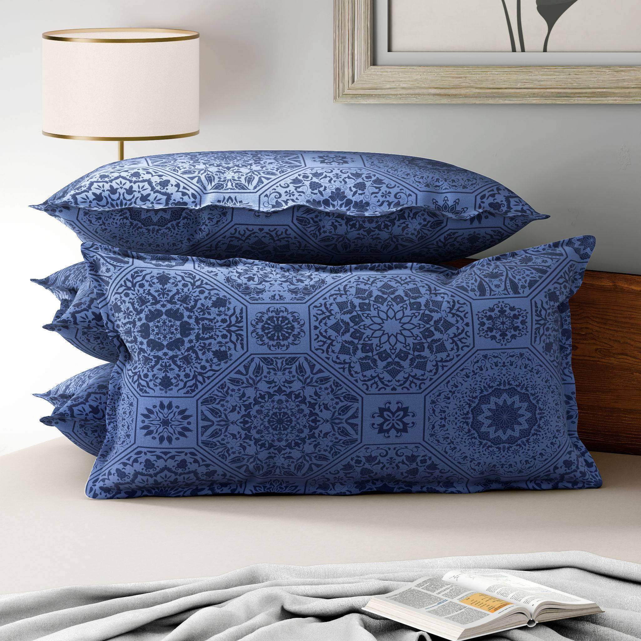 100% Cotton Pillow Cover | King Size 36x19 Inch | Set Of 4 | 160 TC | Karol