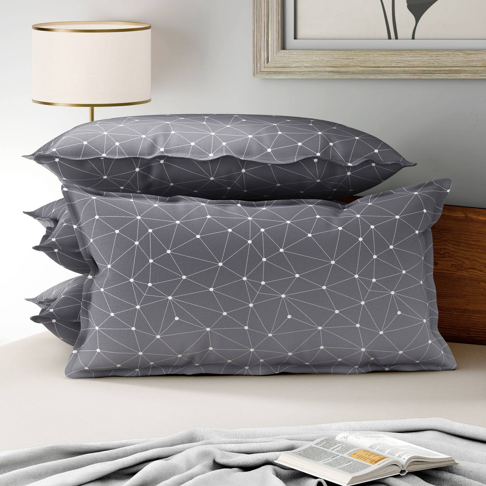 100% Cotton Pillow Cover | King Size 36x19 Inch | Set Of 4 | 160 TC | Mario