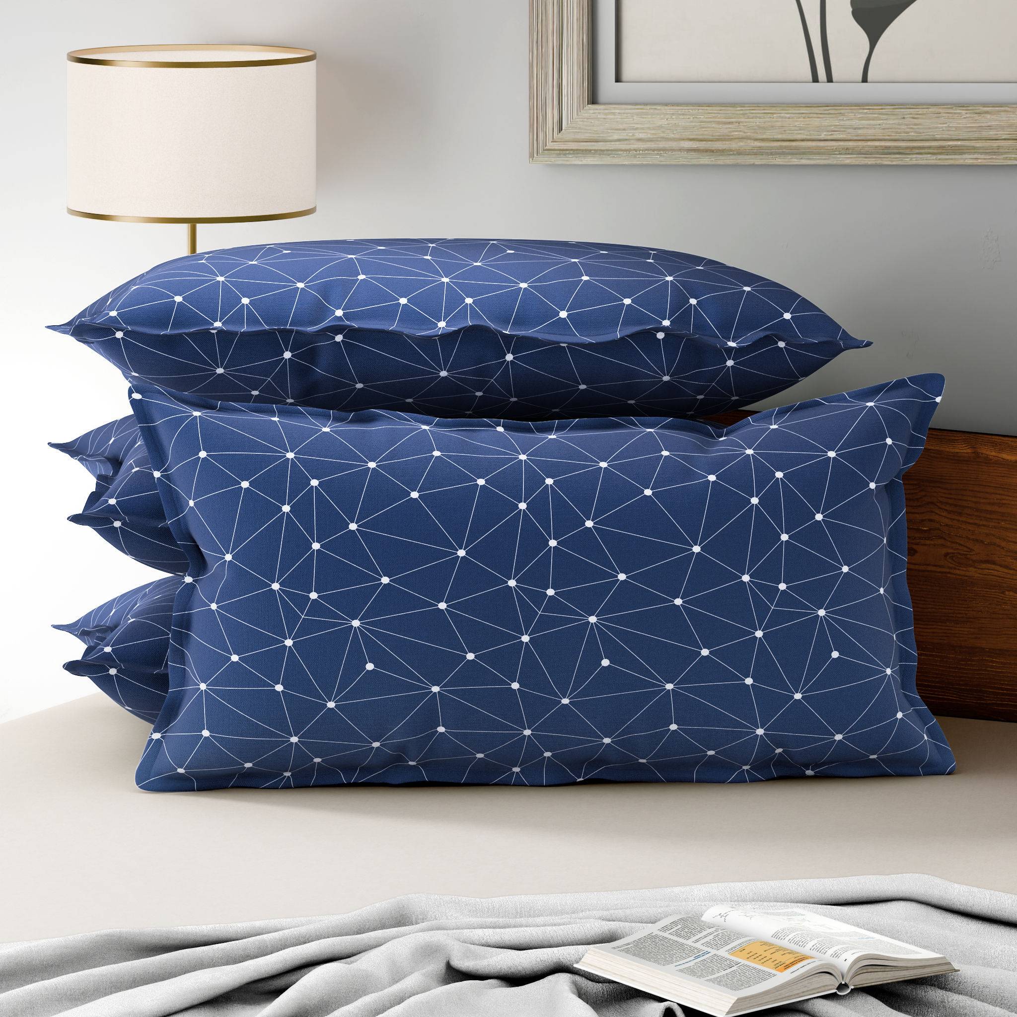 100% Cotton Pillow Cover | King Size 36x19 Inch | Set Of 4 | 160 TC | Nicole