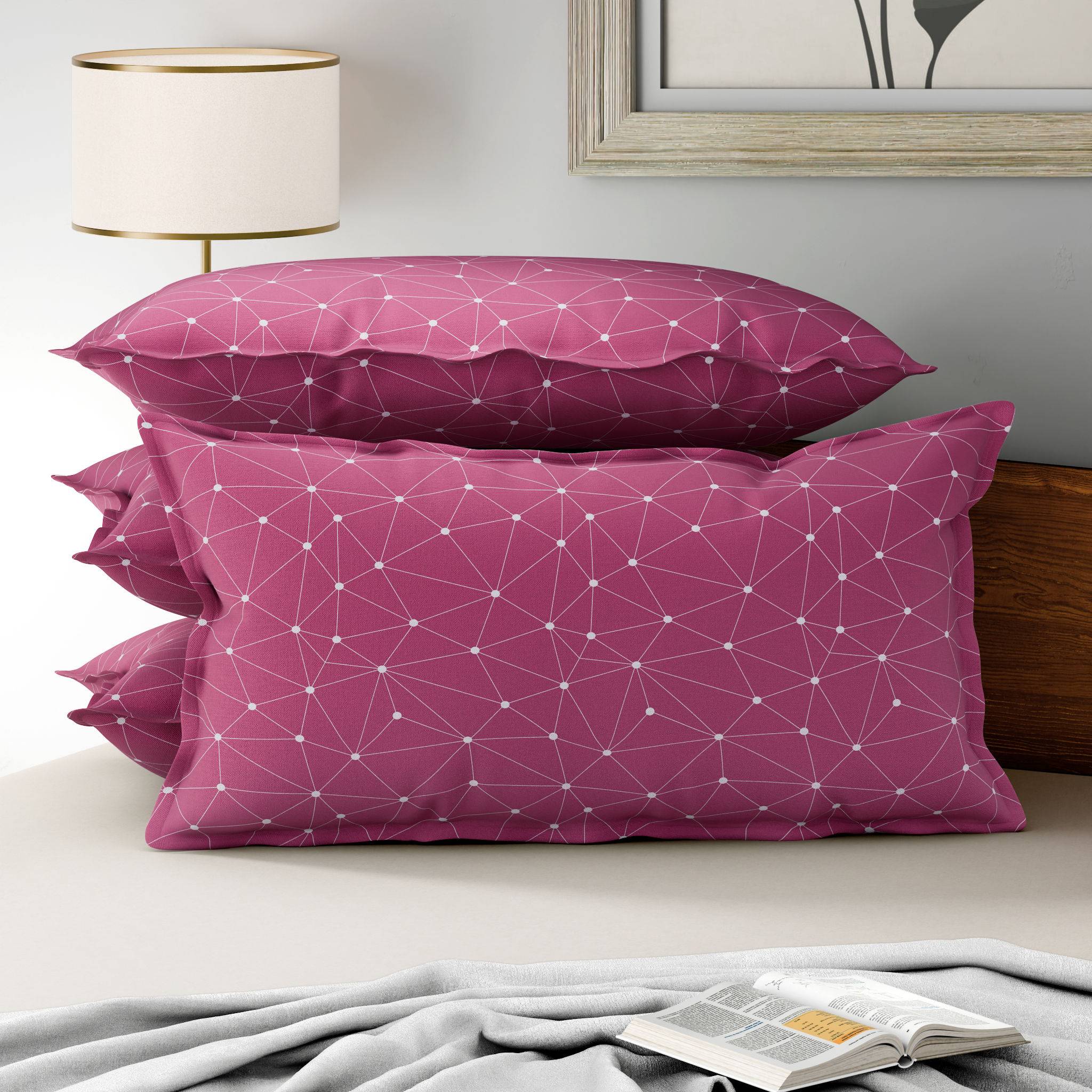 100% Cotton Pillow Cover | King Size 36x19 Inch | Set Of 4 | 160 TC | Paula