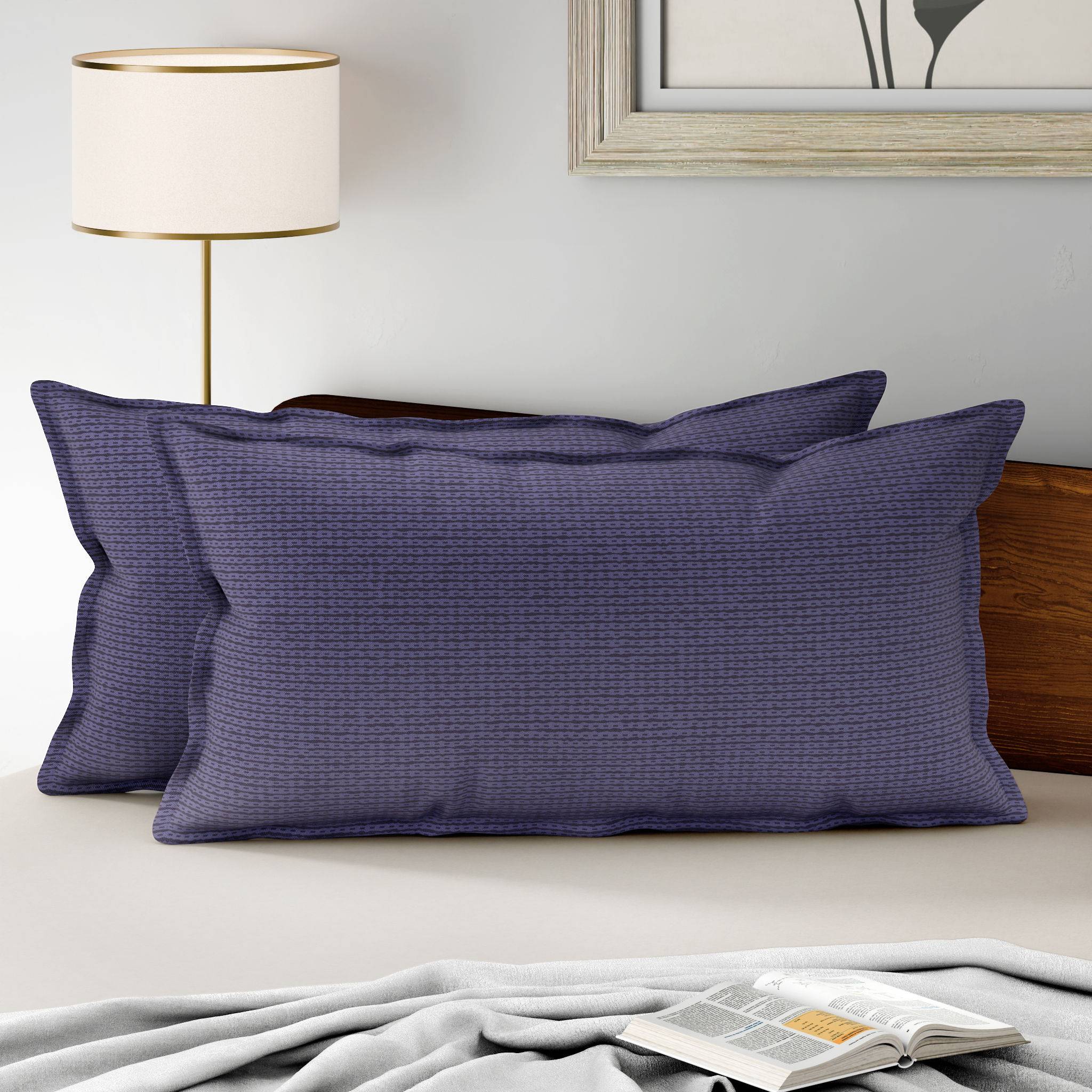 100% Cotton Pillow Cover | King Size 36x19 Inch | Set Of 2 | 160 TC | Ross Blue