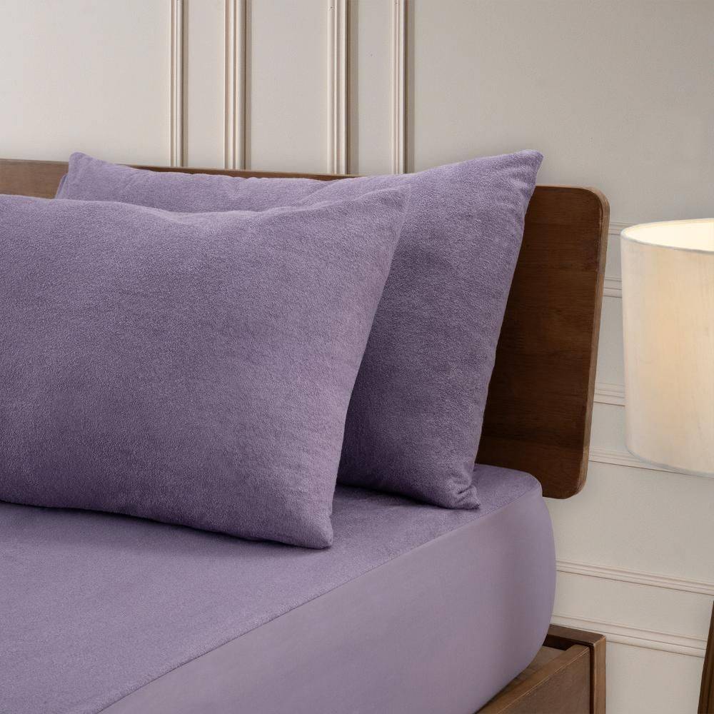 Waterproof Bamboo Pillow Protector | 28x18 in | Bamboo Terry | Set of 2 | Lavender | Zipper Closure | 200 GSM | Washable | Super Soft