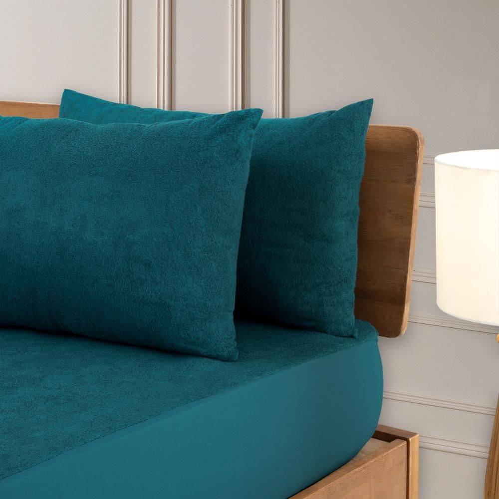 Waterproof Bamboo Pillow Protector | 28x18 in | Bamboo Terry | Set of 2 | Teal | Zipper Closure | 200 GSM | Washable | Super Soft