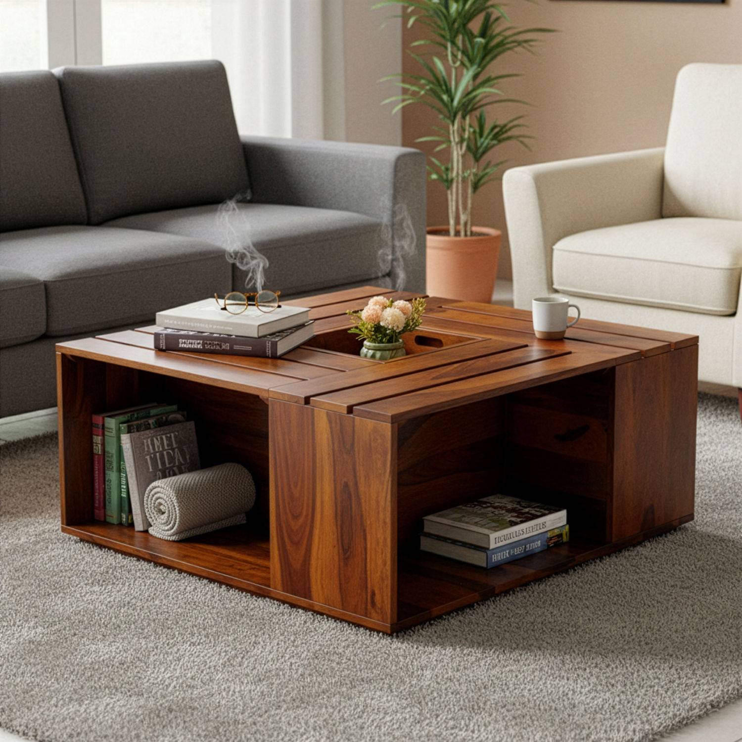 Laurina Sheesham Wood Coffee Table - Natural finish