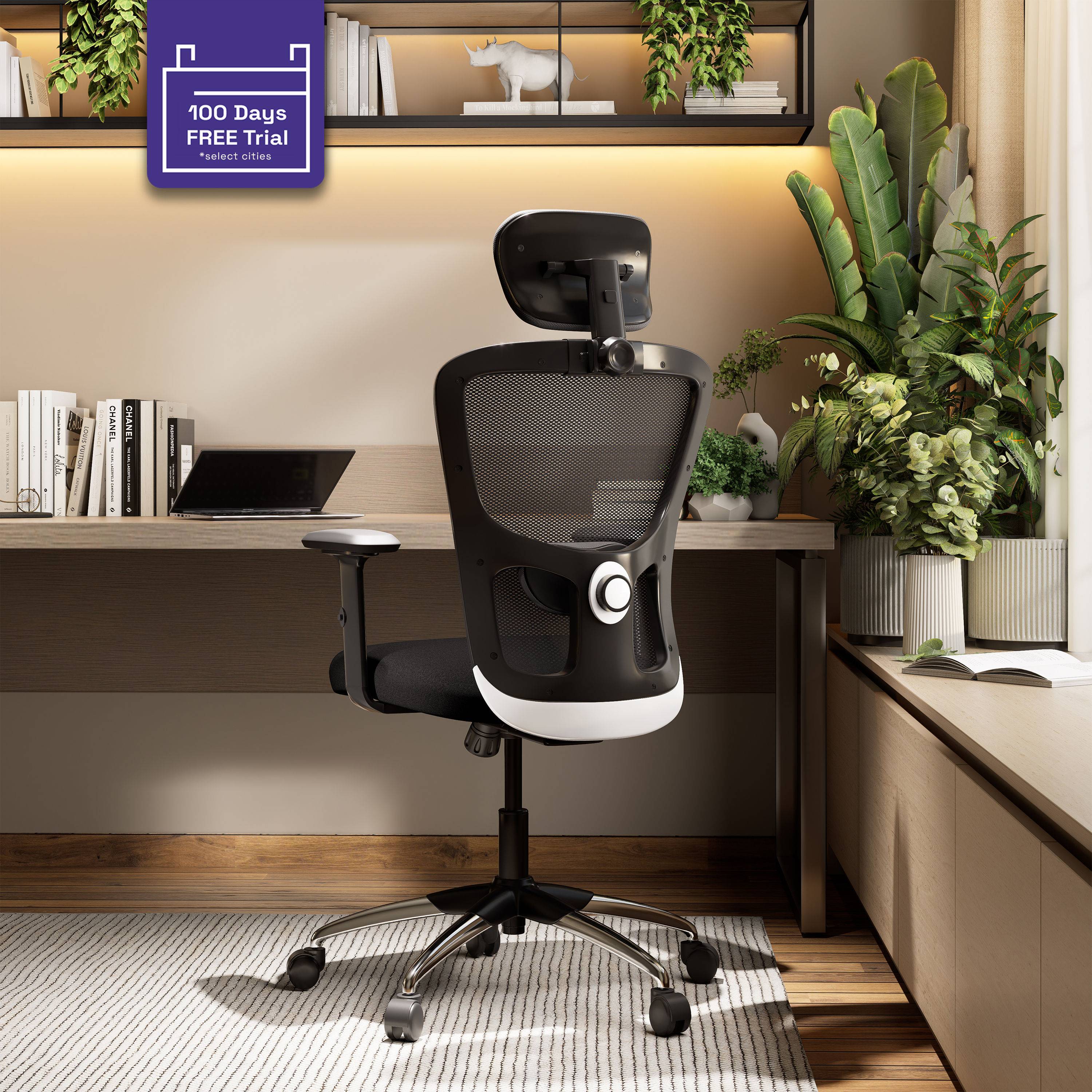 Albus Pro Highback class 4 Gaslift Chrome Base with soft PU Multi Lock pad Ergonomic Office Chair Black