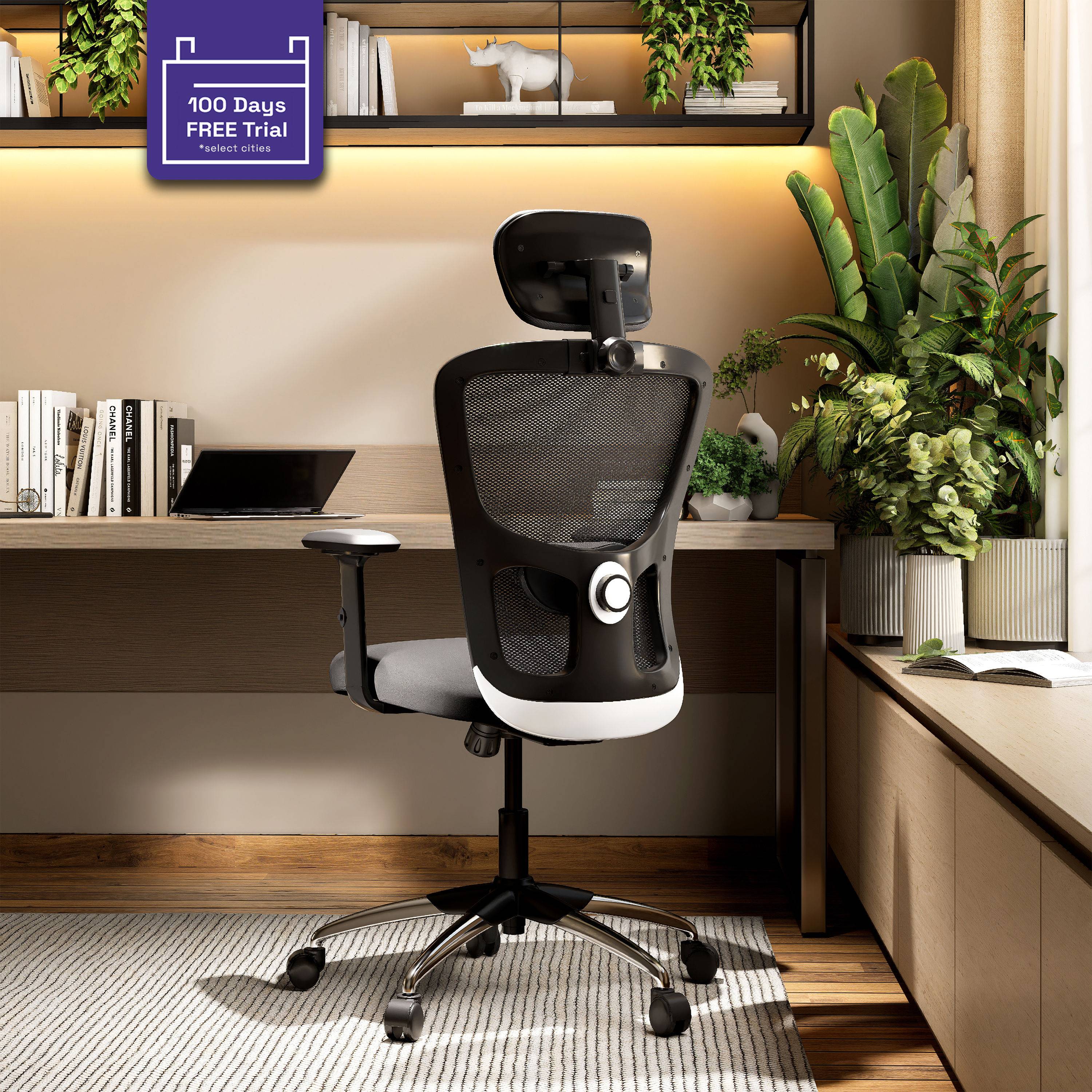 Albus Prime Highback class 4 Gaslift Chrome Base with soft PU pad Single Lock Ergonomic Office Chair Black and Grey